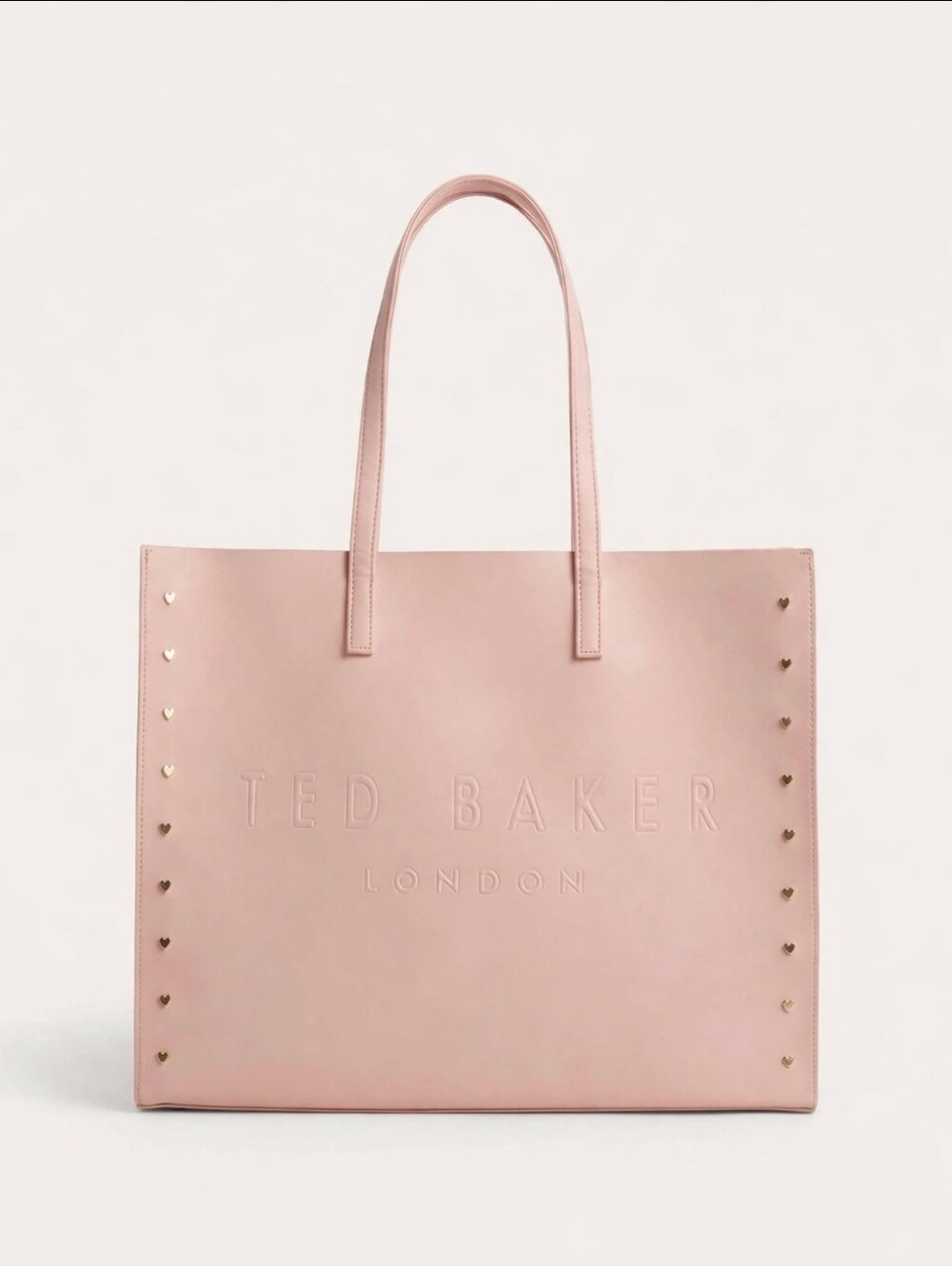 Ted Baker London Womens Large Shopper Tote Bag Pink Heart Studs Embossed Logo